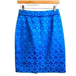 Maeve Anthropologie Blue Geometric Circle Pattern Sadie Satin Skirt size 2